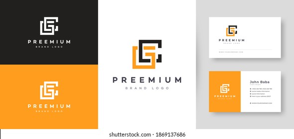 Mínimo plano, logotipo CG inicial, carta GC con plantilla de vectores de diseño de tarjetas de visita premium para su empresa