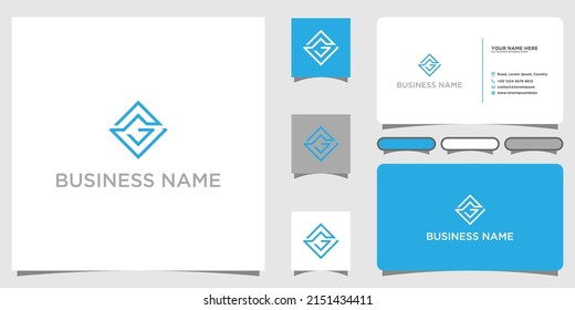 Flat Minimal Initial CG, GC Letter Logo With Premium Business Card Design Vector Template for Your Company Business