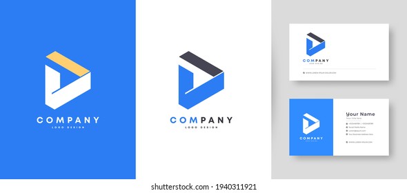 Flat minimal Initial D Logo With Premium Business Card Design Vector Template for Your Company Business