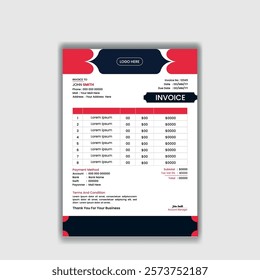 Flat minimal invoice template for corporate business
