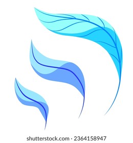 Flat minimal leaves. Simple blue trees, branches and bushes.