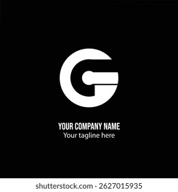 Flat minimal letter G logo in black and white style, designed for clean branding, strong identity, and professional modern visual communication.