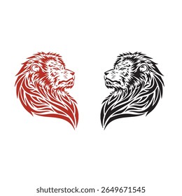 Flat Minimal Lion Head Logo Icon Stock Vector