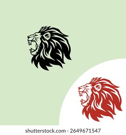 Flat Minimal Lion Head Logo Icon Stock Vector