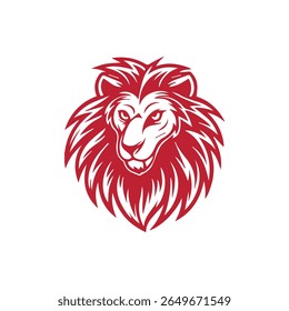 Flat Minimal Lion Head Logo Icon Stock Vector