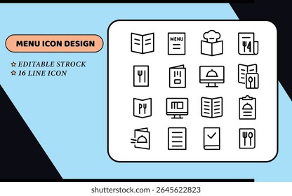 Conjunto de iconos de menú mínimo plano