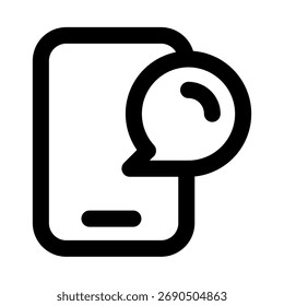 Ícone de Notificação de Bate-papo Mínimo Simples — Símbolo Moderno de Mensagem de Tela de Contorno de Telefone