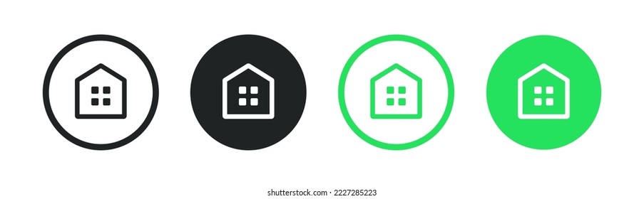 Flat minimal modern home, homepage, base, main page, house push button icon emblem symbol, sign. 3d blue home icon. Mobile app icons. Device UI UX mockup. Isolated vector elements.