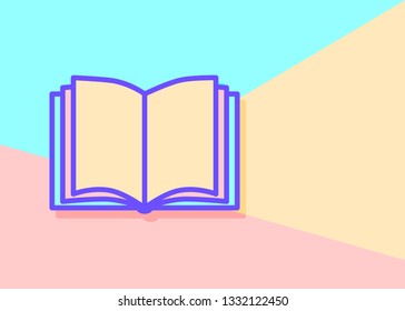 flat minimal open book icon on pastel colored background