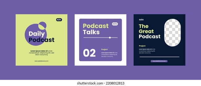 Flat minimal podcast social media post template