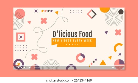Flat minimal recipes video channel. - Vector.