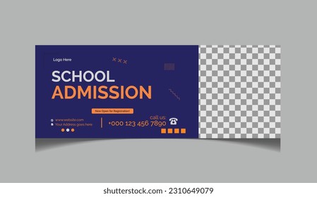 Flat minimal social media post template or instagram post template for School admission or back to school