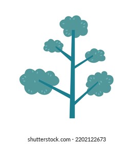 Árbol mínimo plano. Bosque de dibujos animados, pradera, parque o jardín, paisaje primaveral