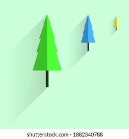 Flat and minimal tree design with different color vector design