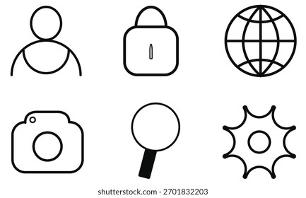  Conjunto de iconos de interfaz de usuario mínimos planos.