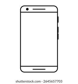 Flat minimalist Android phone icon in outline style, vector EPS 10 format. Modern smartphone design suitable for mobile device interfaces, app design, communication tools, and digital technology