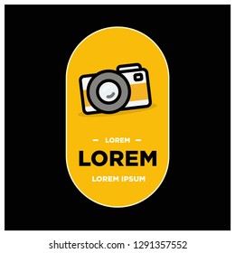 Flat Minimalist badge Sticker Design with Camera Icon Illustration