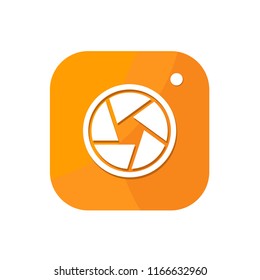 Flat minimalist Camera Shutter App icon in rounded square seamless gradient background