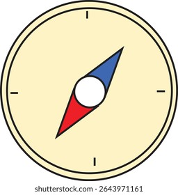 Flat Minimalist Compass Vector Illustration – Navigation Symbol for Travel, Exploration, Map Guides, and Direction Concepts