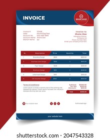 Flat Minimalist Corporate invoice Template Design | Business Invoice Design and price list design