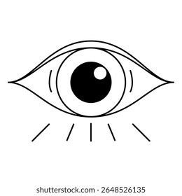 Flat minimalist eye icon in outline style, vector EPS 10 for. Includes open eye with surprised mode. Ideal for visibility toggles, privacy settings, security UI elements and design tools.