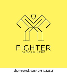Flat Minimalist Fighter Vector Logo Design Template