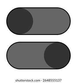 Flat minimalist gray slider icon in outline style, vector EPS 10 format. Represents a neutral-colored control toggle or adjustment bar, ideal for UI components, settings panels, dashboard, media int. 