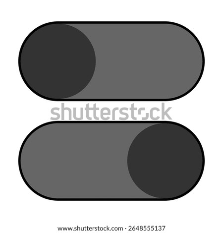 Flat minimalist gray slider icon in outline style, vector EPS 10 format. Represents a neutral-colored control toggle or adjustment bar, ideal for UI components, settings panels, dashboard, media int. 