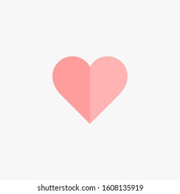 flat and minimalist heart icon with two shades of pink isolated on a white background.