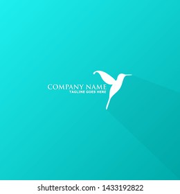 Flat minimalist Hummingbird logo design
