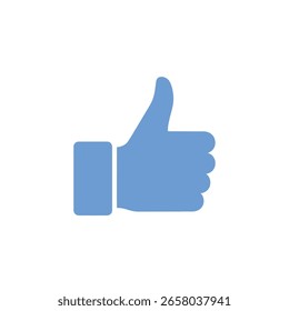 Um ícone plano e minimalista de uma mão dando um gesto de polegar para cima. O símbolo é uma cor azul clara e sólida com bordos arredondados, representando aprovação, gosto ou uma resposta positiva.