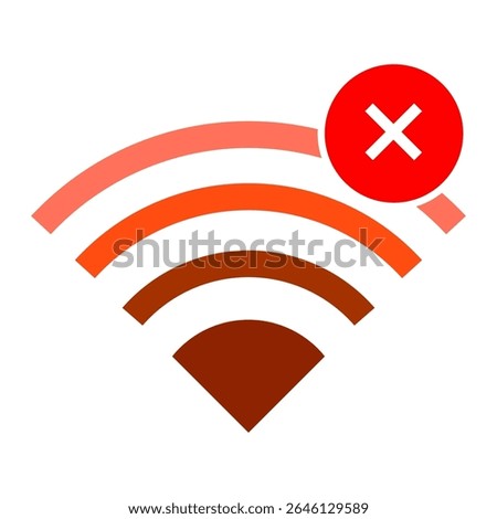 Flat minimalist icon showing no WiFi available or unavailable wireless signal, depicted in outline style. Vector EPS 10 format ideal for apps, system warnings, and connectivity status in digital inter