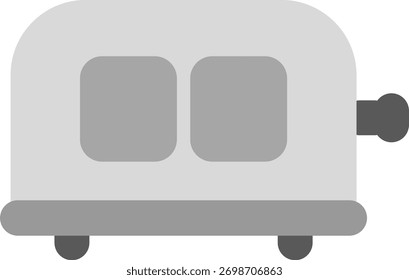 Flat minimalist illustration of toaster design in gray tones. Perfect for kitchen icons, appliance themes, UI sets, or household vector illustrations.