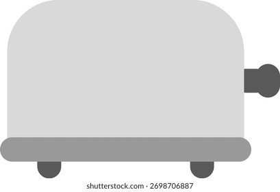 Flat minimalist illustration of toaster design in gray tones. Perfect for kitchen icons, appliance themes, UI sets, or household vector illustrations.