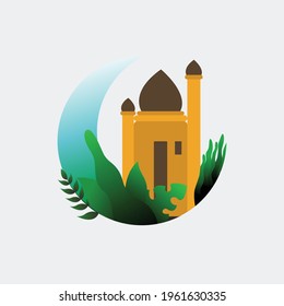 diseño de ilustración vectorial de mezquita plana minimalista de referencia islámica. Ramadán, moderno, simple, mubarak, concepto vectorial de Eid