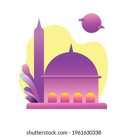 flat minimalist islamic landmark mosque vector illustration design. Ramadan, modern, simple, mubarak, Eid vector concept