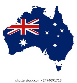 Flat Minimalist Map of Australia in Australian Flag Colors. Editable Stroke and Scalable Vector Graphic EPS File. Perfect for Icons, Symbols, Website Designs, Logos, Apps, UI, Banners, and More