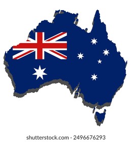 Flat Minimalist Map of Australia in Australian Flag Colors. Editable Stroke and Scalable Vector Graphic EPS File. Perfect for Icons, Symbols, Website Designs, Logos, Apps, UI, Banners, and More