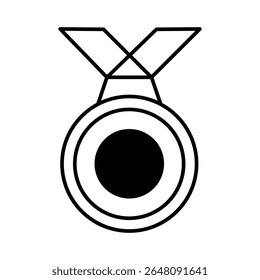 Ícone de medalha minimalista plana em estilo de contorno, formato EPS10 vetorial. Representa conquista, recompensa, reconhecimento, ideal para gráficos esportivos, distintivos de gamificação, sistemas de honra com design temático de competição.