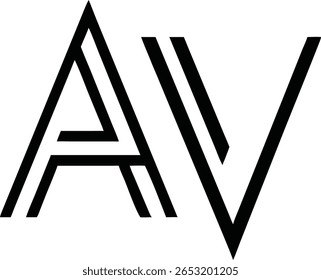 Flaches, minimalistisches Monogramm-Logo-Design, bestehend aus Buchstaben a und v silhoutiert