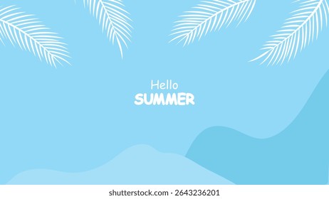 Flat Minimalist Palm Leaf Summer Background Design for Tropical Banner and Holiday Promotion