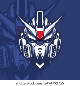 Flat Minimalist Robot Head Illustration Design 