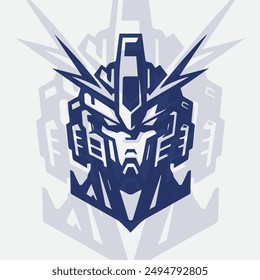 Flat Minimalist Robot Head Illustration Design 