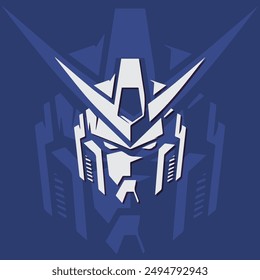Flat Minimalist Robot Head Illustration Design 