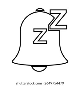 Flat minimalist single line bell ringing icon in outline style, vector EPS 10 format. Depicts a bell with motion lines to indicate an active alert or notification, ideal for mobile apps, web interface