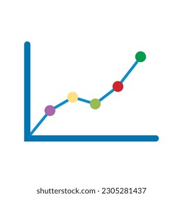 Flat Minimalist Upward Graph Business Icon. Colorful Up Trending Graph Icon Vector Illustration