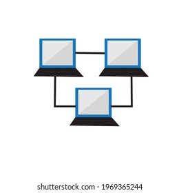 flat or minimalist vector computer network