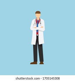 Vector minimalista plano de un médico. ilustración de icono del logotipo. Pasos 10.