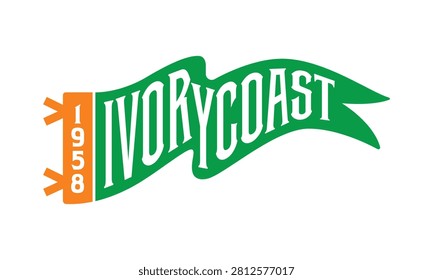 A flat, minimalist vector illustration of a green pennant flag featuring the word 
