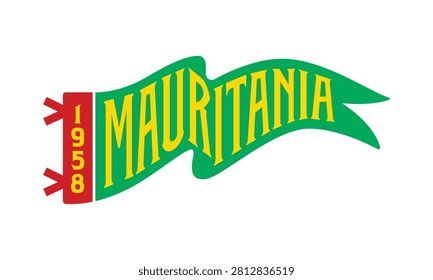 A flat, minimalist vector illustration of a green pennant flag featuring the word 